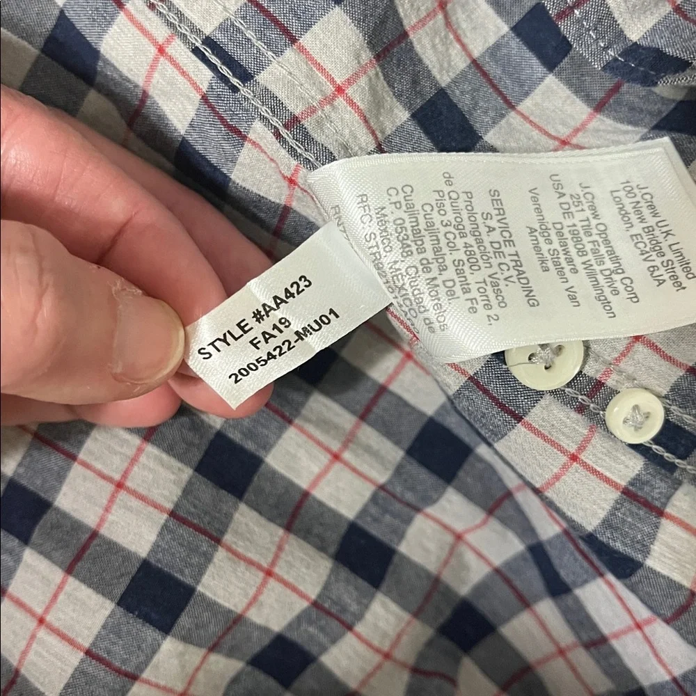 J. Crew Stretch Secret Wash Organic Cotton Poplin Plaid Shirt Sz Large